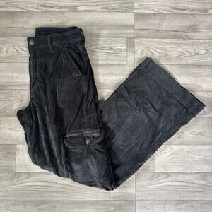 American Eagle Corduroy Super High Rise Baggy Wide Leg Pants Charcoal Gray sz 6